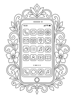 Free printable Smartphone With Floral Border coloring page