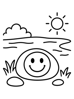 Free printable Smiley Face Painted On River Pebble coloring page