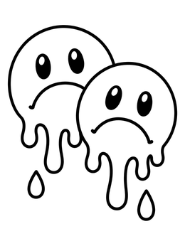 Free printable Two Melting Sad Faces coloring page