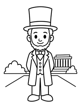 Free printable Smiling Abraham Lincoln With Top Hat coloring page