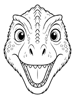 Free printable Smiling Allosaurus Dinosaur Face coloring page