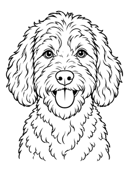 Free printable Smiling Aussiedoodle Portrait coloring page