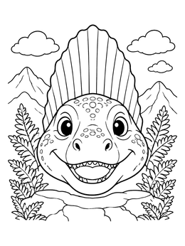 Free printable Smiling Baby Dimetrodon Close Up coloring page