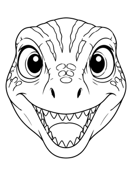 Free printable Smiling Baby Velociraptor Face coloring page