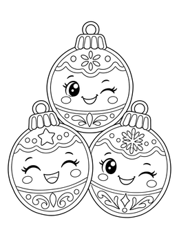 Three cute bauble treats on this sweet christmas cookie coloring page.