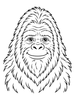 A friendly smiling Sasquatch portrait on this bigfoot coloring page.