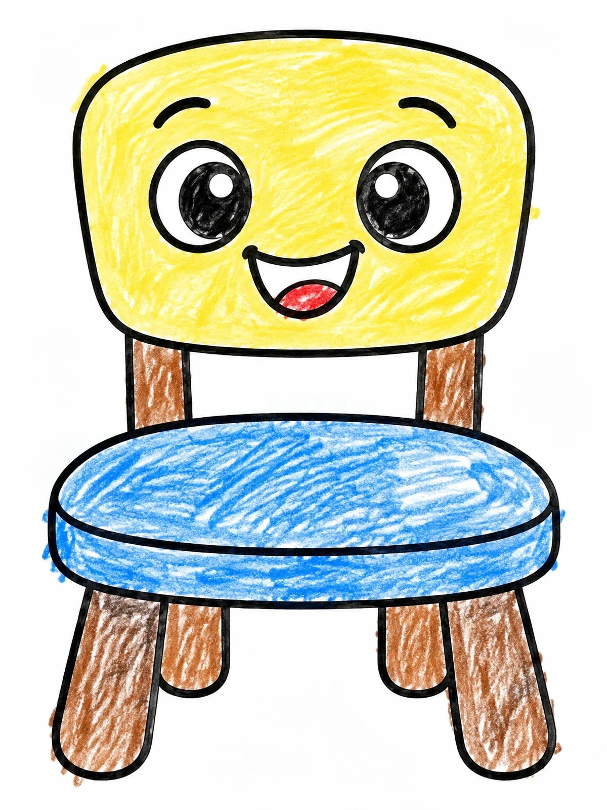 Colored example of the Smiling Cartoon Chair coloring page