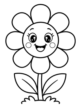 Free printable Smiling Cartoon Daisy Flower coloring page