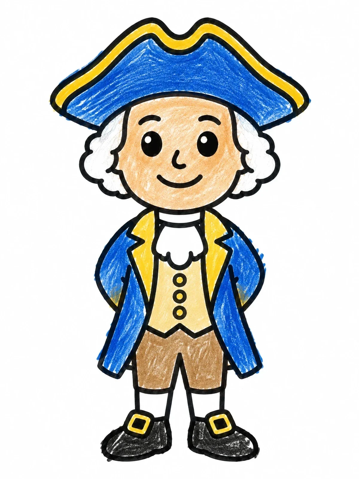 Colored example of the Smiling Cartoon George Washington coloring page