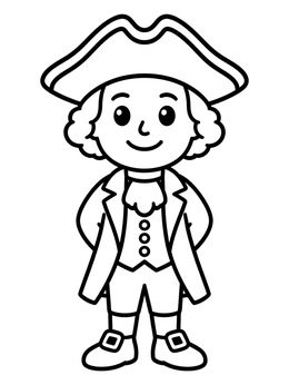 Free printable Smiling Cartoon George Washington coloring page