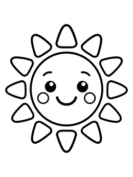 Free printable Smiling Cartoon Sun With Cheeks coloring page