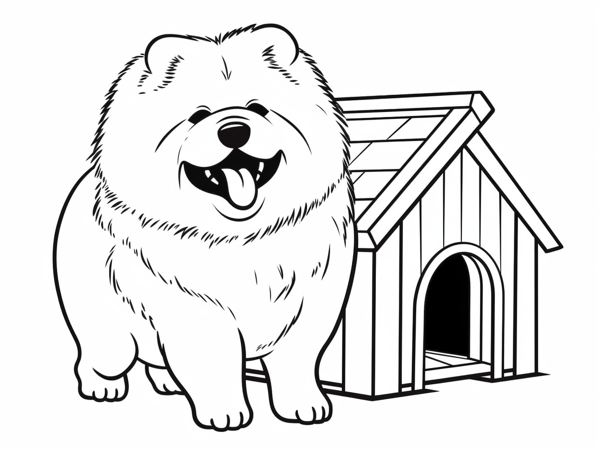 Smiling Chow Chow Drawing Coloring Page