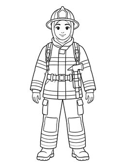 Free printable Smiling Firefighter In Full Gear coloring page