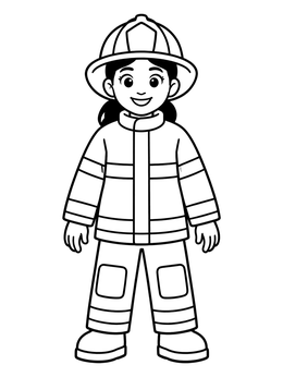 Free printable Smiling Firefighter In Protective Turnout Gear coloring page
