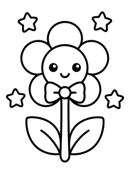 Free printable Smiling Flower Wearing A Bow Tie coloring page