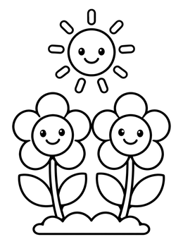 Free printable Smiling Flowers Under The Sun coloring page