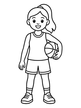 Free printable Smiling Girl Basketball Player coloring page
