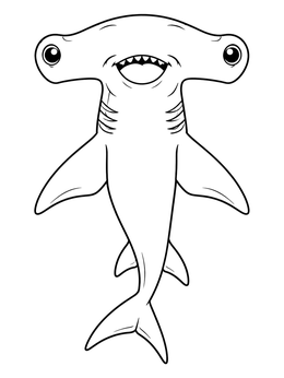 Free printable Smiling Hammerhead Shark Underside View coloring page