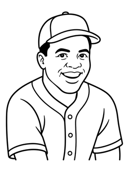 Free printable Smiling Jackie Robinson In Baseball Uniform coloring page