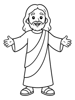 Free printable Smiling Jesus With Open Arms coloring page