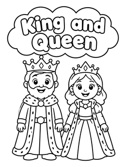 Free printable Smiling King And Queen In Royal Robes coloring page