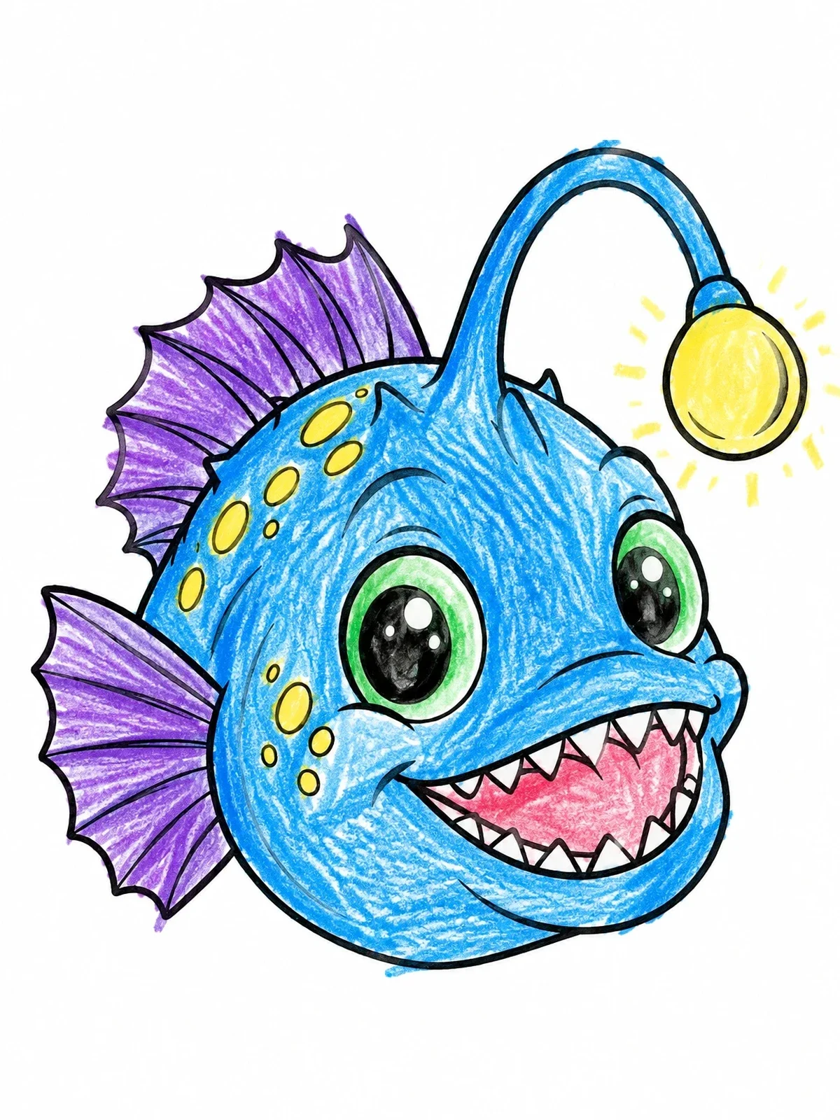 Colored example of the Smiling Little Anglerfish coloring page