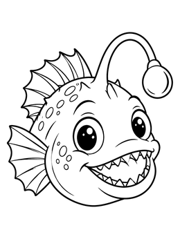 Free printable Smiling Little Anglerfish coloring page