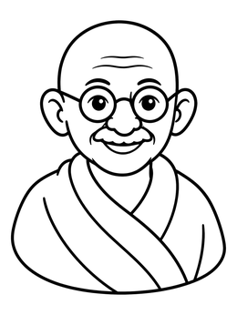 Free printable Smiling Mahatma Gandhi Portrait coloring page