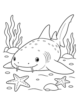 Free printable Smiling Nurse Shark On Ocean Floor coloring page