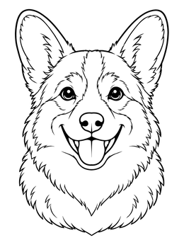 Free printable Smiling Pembroke Welsh Corgi Portrait coloring page
