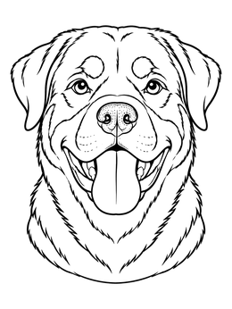 Free printable Smiling Rottweiler Dog Portrait coloring page