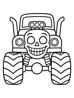 Free printable Smiling Skull Monster Truck coloring page