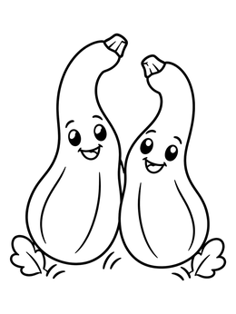 Free printable Smiling Squash Friends coloring page