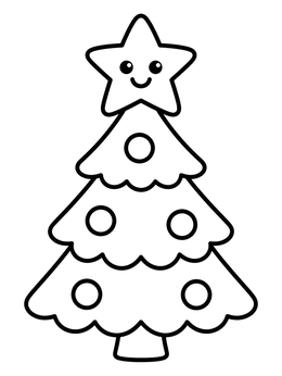 Free printable Smiling Star On Christmas Tree coloring page