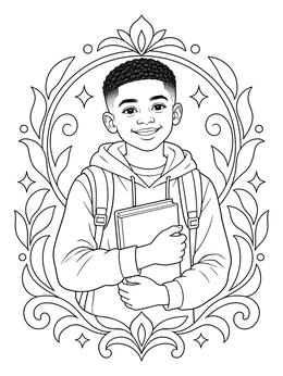 Free printable Smiling Student With Backpack Portrait coloring page
