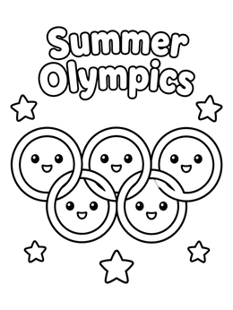 Free printable Smiling Summer Olympics Rings coloring page