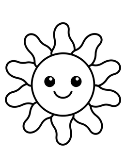 Free printable Smiling Sun With Wavy Rays coloring page