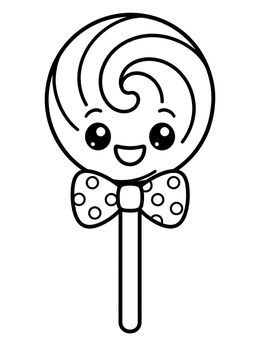 Free printable Smiling Swirl Lollipop With Bow Tie coloring page