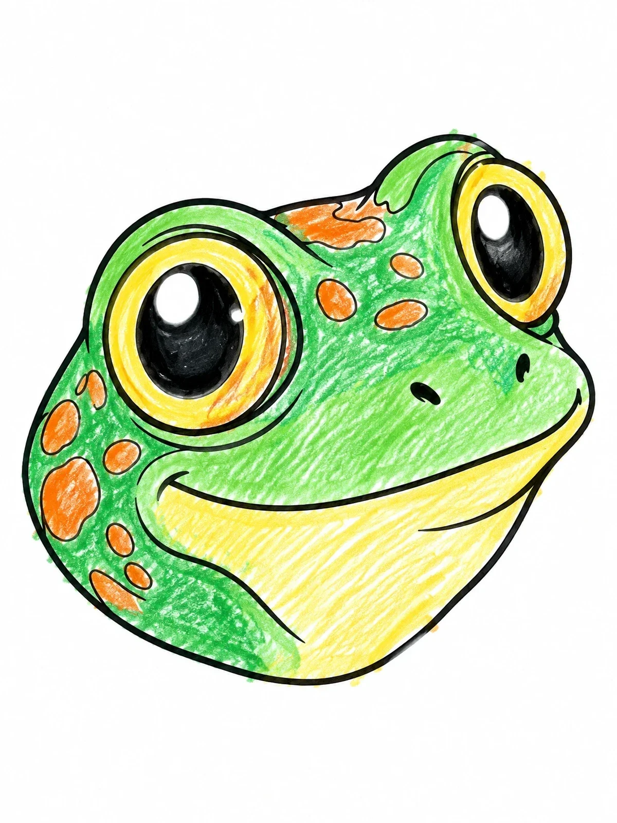 Colored example of the Smiling Tree Frog Face coloring page