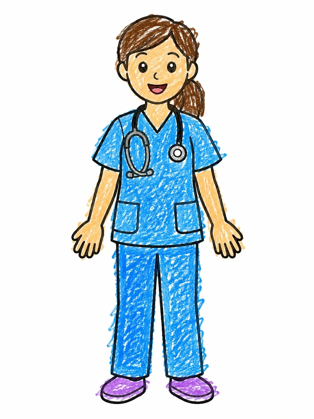 Colored example of the Smiling Veterinarian In Scrubs coloring page