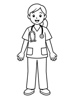 Free printable Smiling Veterinarian In Scrubs coloring page