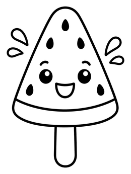 Free printable Smiling Watermelon Popsicle coloring page