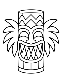 Free printable Smiling Wooden Tiki Totem coloring page