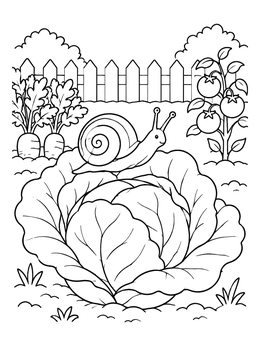 Free printable Snail On A Garden Cabbage coloring page