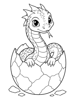 Free printable Baby Serpent Dragon Hatching From Egg coloring page