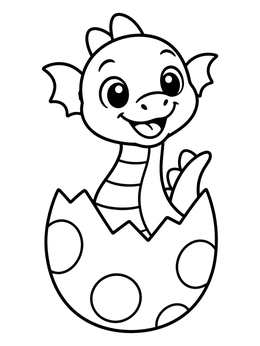Free printable Cute Dragon Hatchling In Egg coloring page