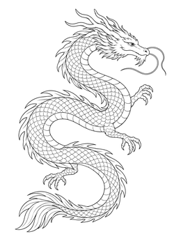 Free printable Serpentine Dragon In Mid Air coloring page