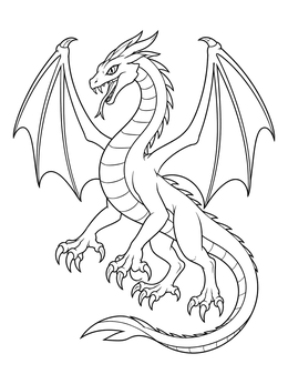 Free printable Winged Serpent Dragon With Claws coloring page
