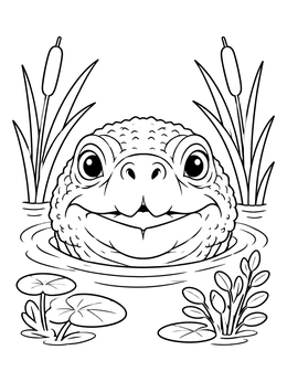 Free printable Snapping Turtle Peeking From Water coloring page