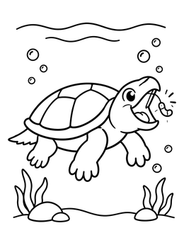 Free printable Snapping Turtle With Tongue Lure coloring page